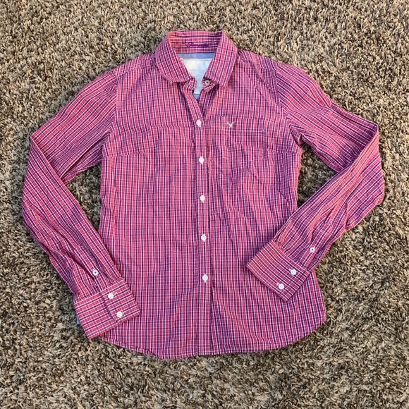 American Eagle Plaid button up top. - Picture 1 of 5